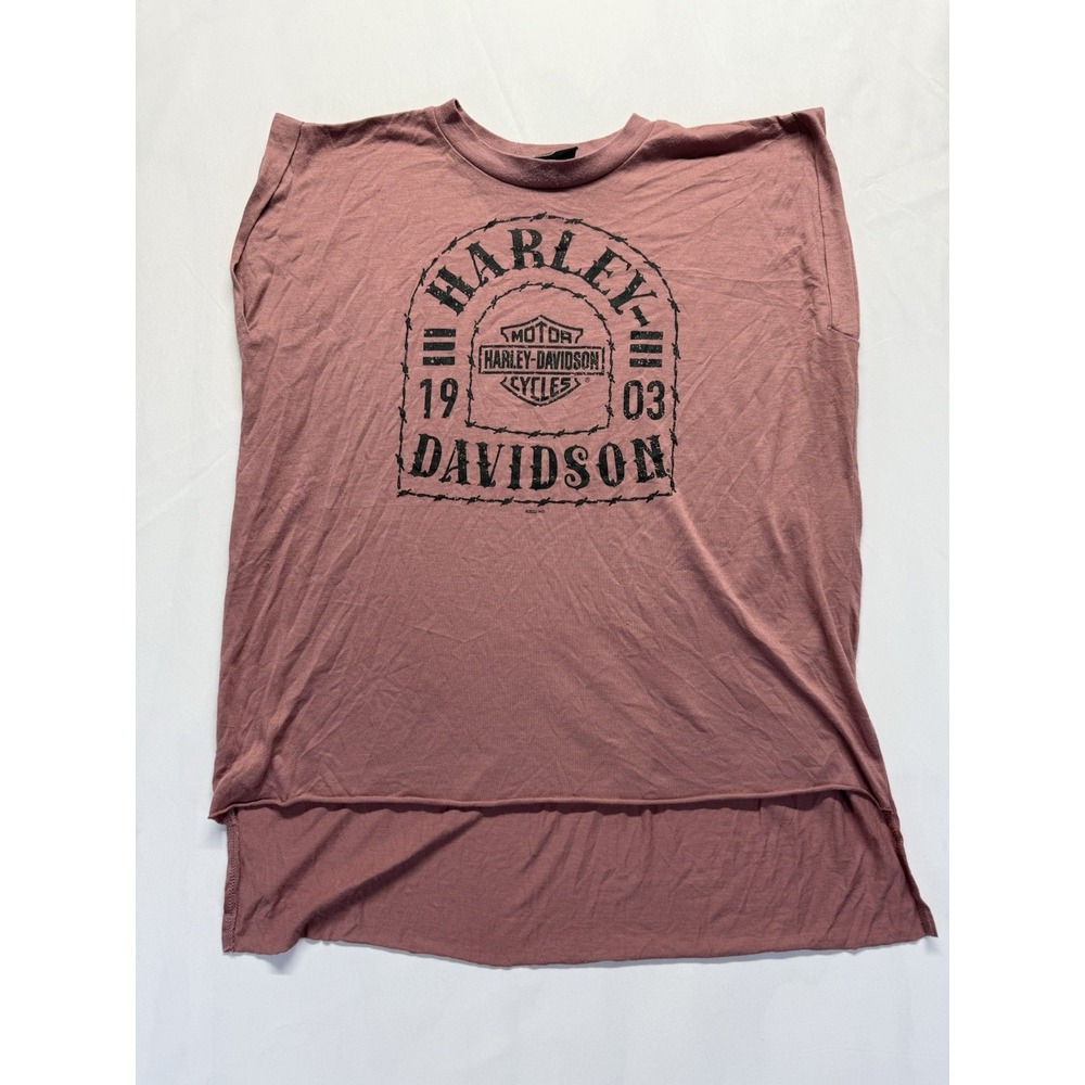 Harley Davidson Barbed Wire graphic t-shirt Womens Tee SM pink Kansas City USA